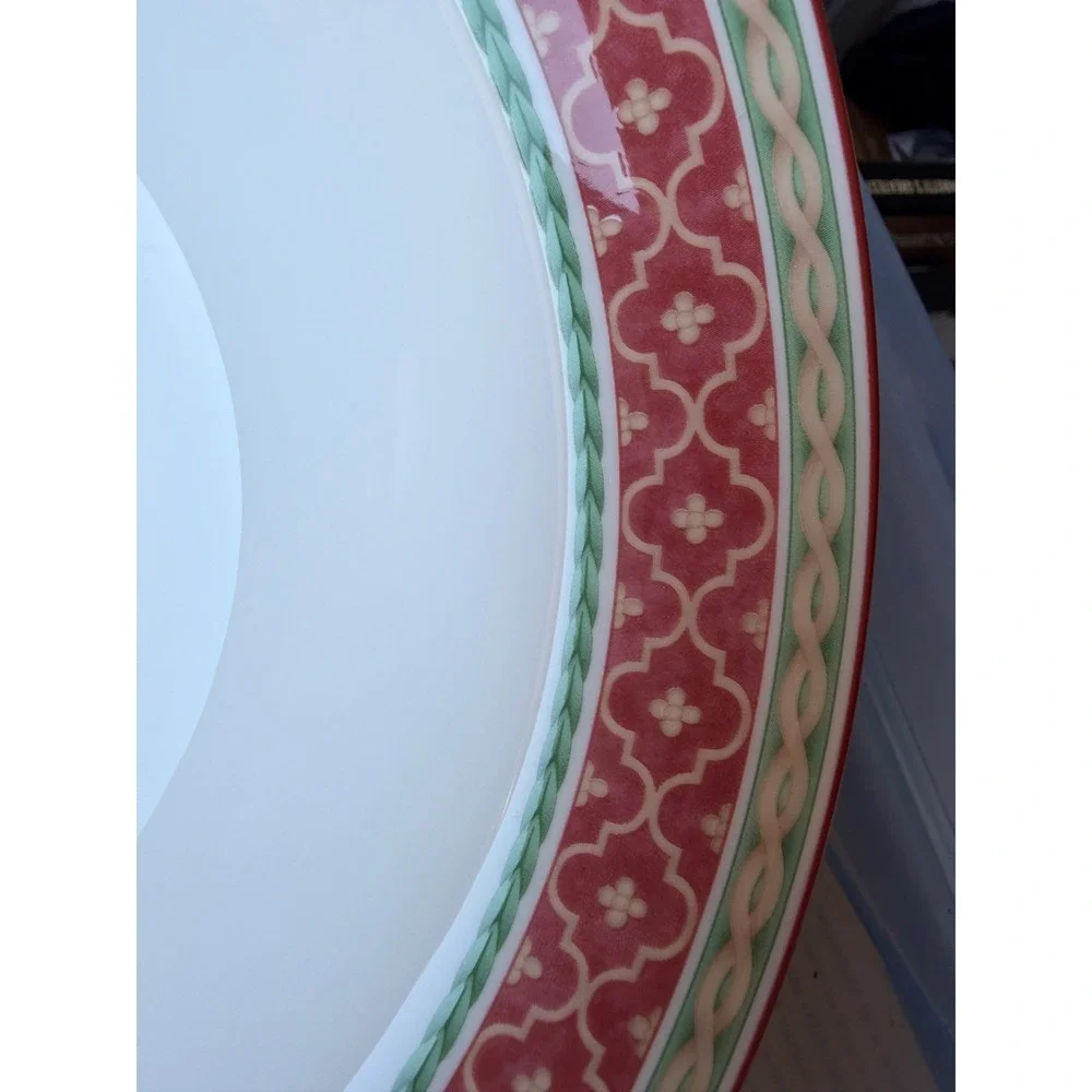 Fitz‎ and Floyd Sonoma Pasta Bowls Classic Choices Red Green Geometric Set of 2